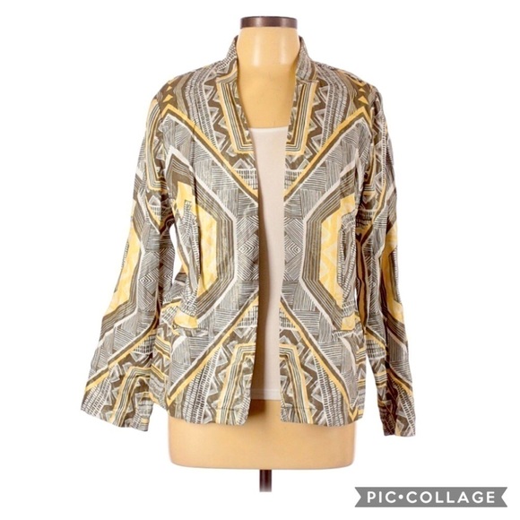 Chico’s Linen Geometric Print Casual Jacket - Picture 1 of 3